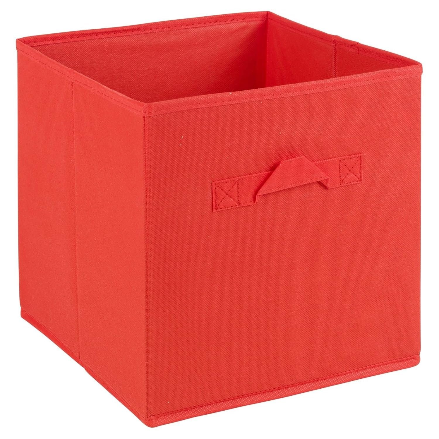 URBNLIVING Collapsible Storage Cube Drawer Box with Carry Handles (Red - Medium)