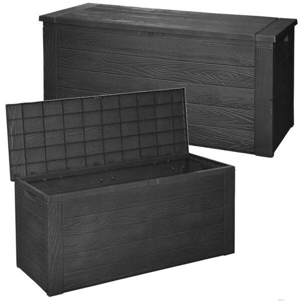 URBNLIVING Outdoor Black 300L Garden Patio Cushion Furniture Toy Storage Holder Box Chest