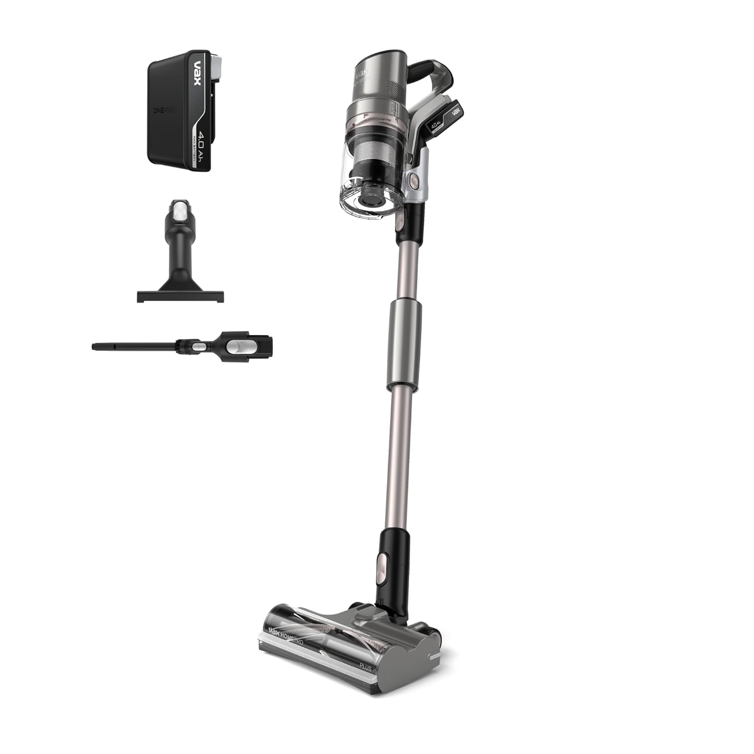 Vax HomePro Plus Cordless Stick Vacuum Cleaner, HairWrap Resist, FlexiClean Pole, Easy Empty Bin, Stair and Crevice Tools Included, Up to 45 min Runtime, LED Lights, Graphite...