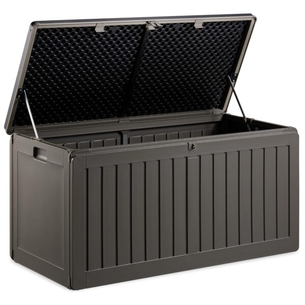 VonHaus Garden Storage Box 270L – Outdoor Utility Chest Organiser – Weatherproof Plastic, Lockable Lid, Sliding Bar Hinge, Carry Handles, Portable – For Garden, Patio, Balcony,...