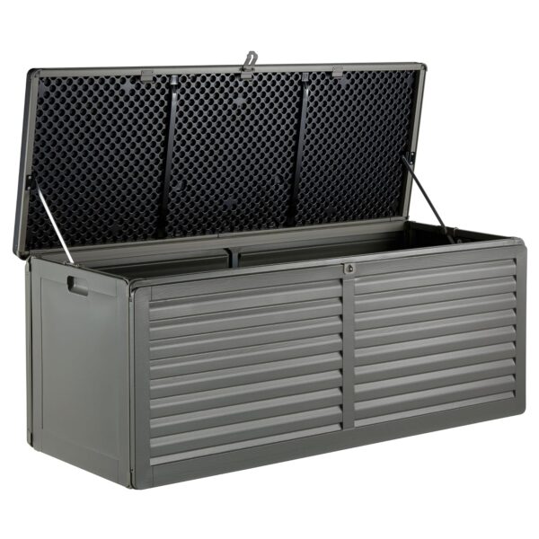 VonHaus Garden Storage Box 390L – Outdoor Utility Chest Organiser – Weatherproof Plastic, Lockable Lid, Sliding Bar Hinge, Carry Handles, Portable – For Garden, Patio, Balcony,...