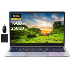 WITECOR 14 Inch Laptops, Quad Core Celeron N4120, 16GB RAM 256GB SSD, 1920x1080 FHD IPS, Dual Speakers, 5G WiFi, USB 3.0, Keyboard Film UK, Portable Laptop for Business and...