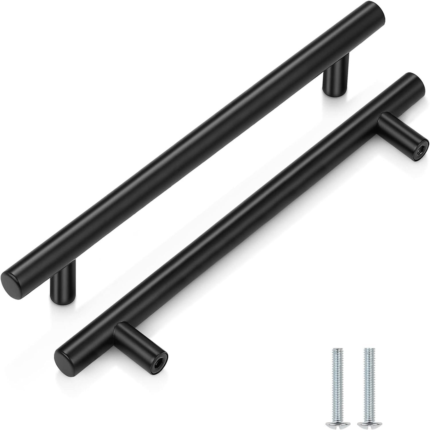 2 Pack Kitchen Cupboard Handles Stainless Steel Kitchen Door Handles Brushed Cabinet Handles Wardrobe Drawer (2 Pack Black, Hole Centre 160mm)