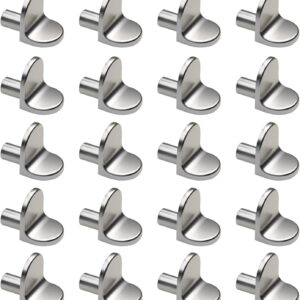 20 Pcs L-Shaped Shelf Support Pegs - 5mm Antirust Metal Shelf Pegs - Shelf Pins for Furniture, Kitchen Cabinet, Bookcase, Closet, Wardrobe, Cupboard, Wood & Glass Shelves (Silver)