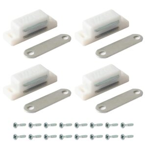 4xHeavy Duty Magnetic Door Catch Cupboard Cabinet Wardrobe Door Magnet Latch 6kg (White)