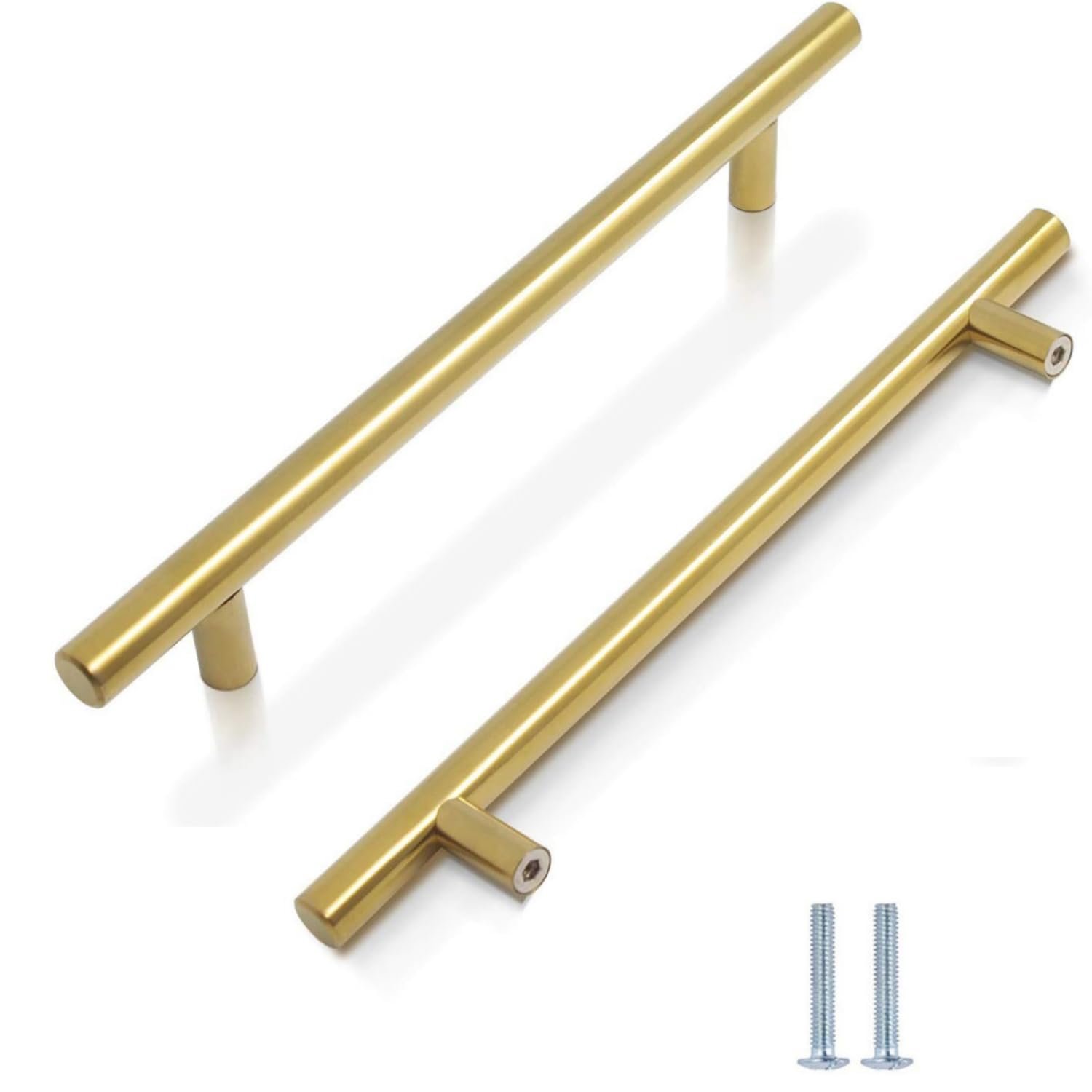 5 Pack Kitchen Cupboard Handles Stainless Steel Kitchen Door Handles Brushed Cabinet Handles Wardrobe Drawer (5 Pack Gold, Hole Centre 160mm)