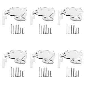 6 Pcs Mini Latch, Touch Release Catch Latch, Metal Automatic Spring Catch, Push to Open, for Cabinet, Doors with Screws, Window, Cupboard, Wardrobe, Safety Lock