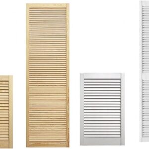Agritrade AK Wooden Louvered Door - Front Cabinet Door - Natural Clear or White - Pine Wood - Cupboard Wardrobe Slatted Doors -D.I.Y