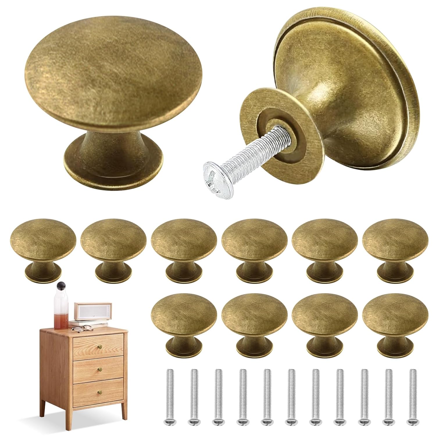 Azushwer Drawer Knobs, 12 Pcs Cabinet Knobs 30mm Small Door Knob Cupboard Handles Knob Round Drawer Handles for Wardrobes, Kitchen, Furniture, Cupboard,Vintage Style, with...