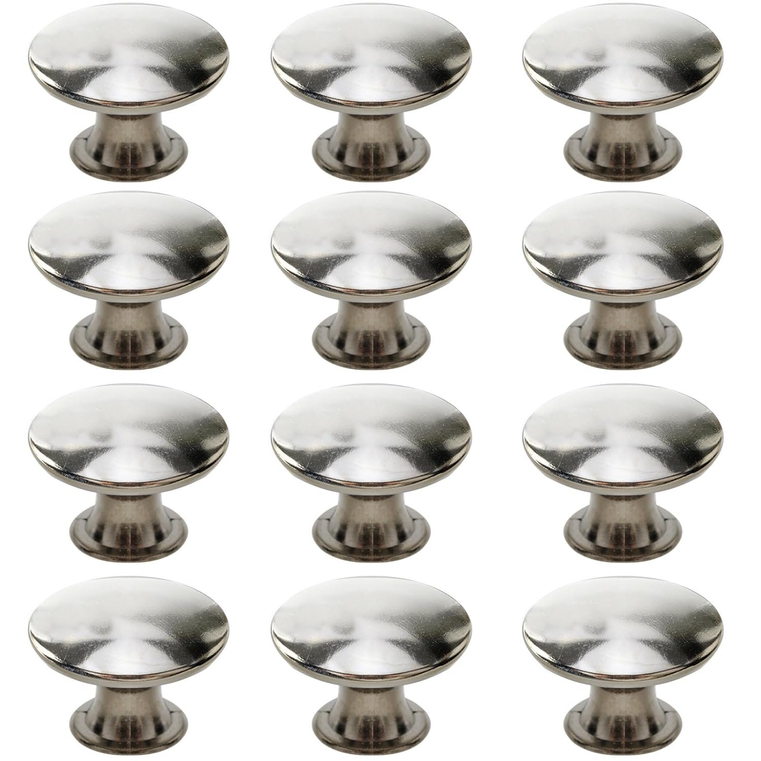 Beilala Cabinet Knobs Silver, 12 Pack Rustic Round Metal Dresser Pulls Furniture Handles with Screws for Chest of Drawers Kitchen Cupboard Wardrobe Door, 30x21mm