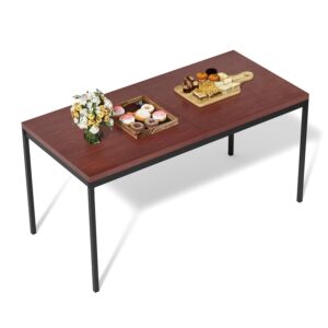 FurnitureR Dining Table, Kitchen Table in Vintage Wood Pattern, Metal Frame Rectangular Kitchen Table with Non slip Feet for Dining Room Living Room, 150x75x75cm, Brown Desktop...