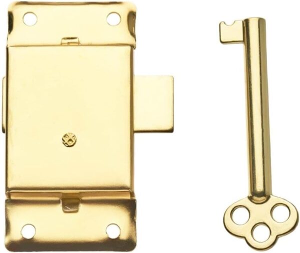 Hardware Solutions - Cupboard/Cabinet Lock & Key - 63mm - Brass