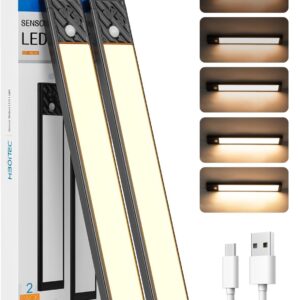 HIBOITEC Under Cabinet Kitchen Lights, 50 LED Motion Sensor Cupboard Lights Indoor, Rechargeable Wireless Dimmable Under Counter Lamp for Kitchen, Stairs, Wardrobe, Hallway,...