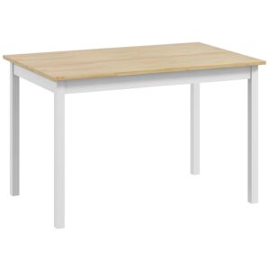 HOMCOM Dining Table for 4, Solid Wood Farmhouse Kitchen Table for Living Room, Dining Room, 120 x 75 x 75cm, Natural