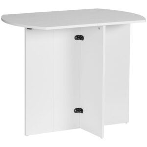 HOMCOM Foldable Dining Table, Modern Drop Leaf Table for Kitchen, Dining Room and Living Room, White