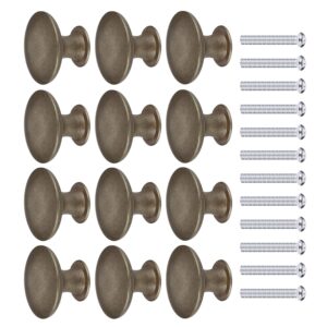JIZZU 12Pcs 30mm Antique Brass Door Knob, Dark Bronze Round Vintage Drawer Knobs, Mushroom Shaped Furniture Knobs Likes Cabinet Knob, Wardrobe Handles, Kitchen Cupboard Handles
