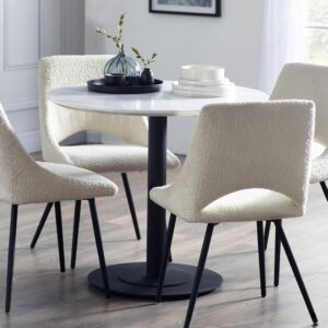 Julian Bowen Dining Table, White Marble and Black, One Size