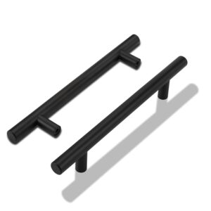 LONTAN 15 Pack Kitchen Door Handles 160mm Black Kitchen Cupboard Handles Black Cupboard Pulls Drawer Pulls for Cabinet Wardrobe Bathroom Stainless Steel