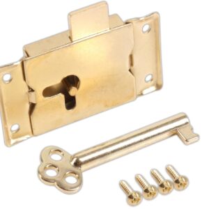 Merriway BH02168 Wardrobe Cabinet Cupboard Drawer Surface Lock and Key, 63mm (2.1/2 inch) Brass