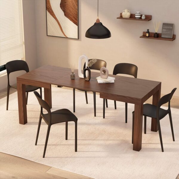 Mobili Fiver, First Extendable Table, 120(200) x80 cm, Canaletto Walnut, Made In Italy