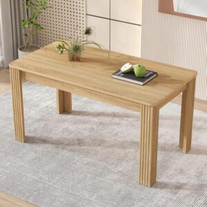 ModernLuxe MDF Wooden Dining Table, 4 Seater Rectangle Kitchen Table, 4 Sturdy and Thick Table Legs, Simple and Elegant Design, Dining Room Furniture Unit for Home & Café, Oak,...