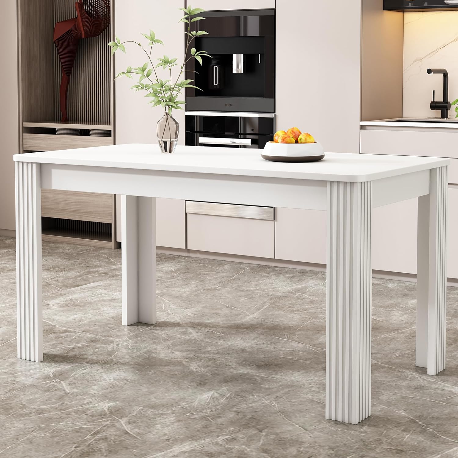 ModernLuxe MDF Wooden Dining Table, 4 Seater Rectangle Kitchen Table, 4 Sturdy and Thick Table Legs, Simple and Elegant Design, Dining Room Furniture Unit for Home & Café,...