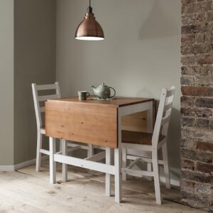 Noa and Nani Annika Dropleaf Dining Table in Classic White & Natural Pine