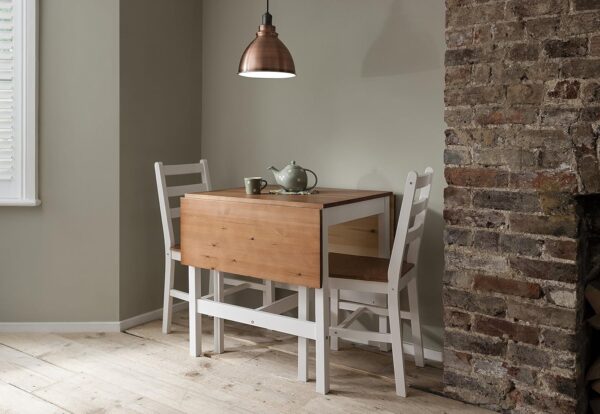 Noa and Nani Annika Dropleaf Dining Table in Classic White & Natural Pine