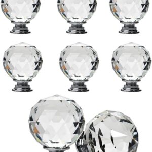 NUODWELL 8 Pcs Spherical Drawer Knob Crystal Pull Handles Cupboard Wardrobe Knobs (40MM