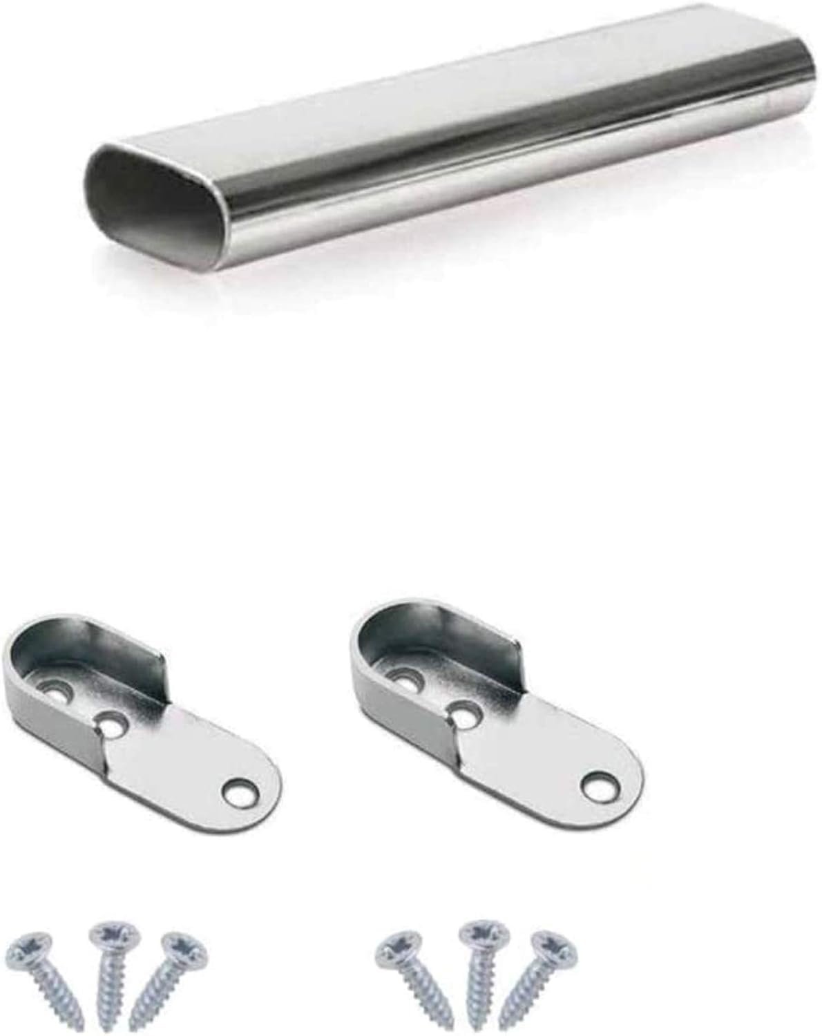 Oval Wardrobe Rail Polished Chrome Hanger Pole Closet, Hanging Rails and Fittings for Clothes (700mm (0.7m) ~27.5″)