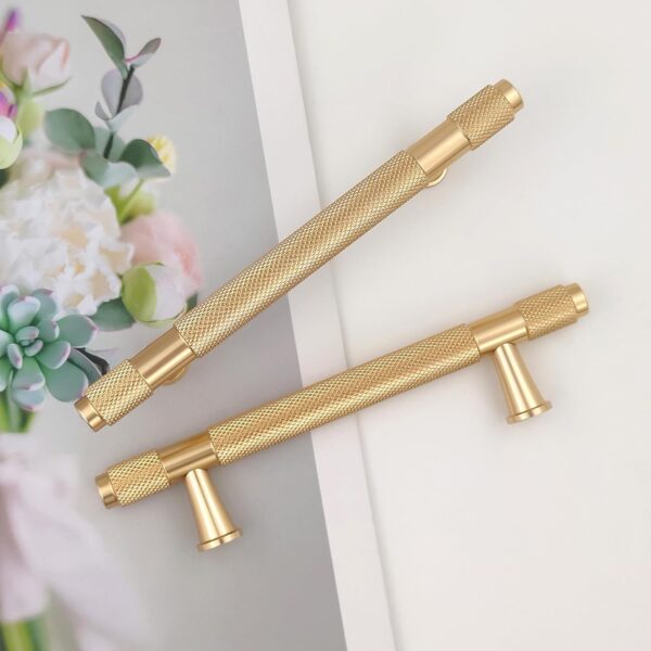 Pexintek Pack of 2 Cabinet Handles Gold Modern Furniture Handles, 96mm Hole Spacing Door Handles Kitchen Drawer Handles, Vintage Handles for Kitchen Cupboards, Chest of Drawers...