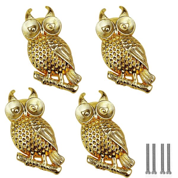 Powerful 4 Pcs Owl Drawer Knob Cabinet Handles Door Knobs Cabinet knobs with Screws (4 Pcs Owl)