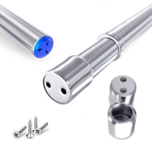 Rocoel Wardrobe Rail and Fittings 57-100 cm – Stainless Steel Extendable Clothes Rail Pole with End Sockets & Screws - Heavy Duty & Rust Resistant for Wardrobe, Shower, Balcony,...