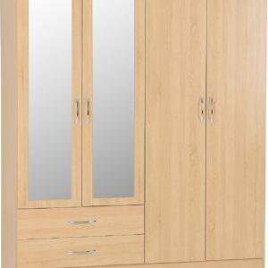 Seconique Nevada 4 Door 2 Drawer Wardrobe in Sonoma Oak Effect