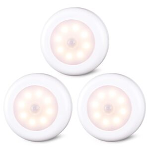 STAR-SPANGLED Motion Sensor Lights Indoor, Cordless Stick on LED Puck Lights AA Battery Powered for Under Cabinet, Cupboard, Wardrobe, Stairs, Closet, Kitchen, Hallway (3.1inch,...