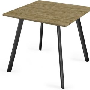 URBNLIVING 4-Seater Square Table 80x80cm, Wood Finish Top, Metal Legs, 75cm Height, Compact Modern Dining Furniture for Kitchen or Small Spaces