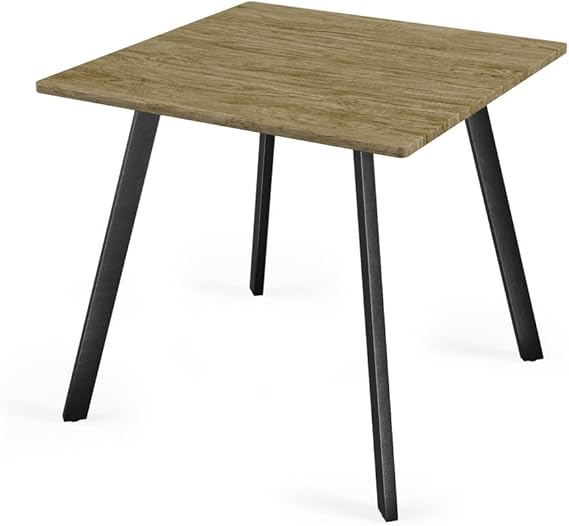 URBNLIVING 4-Seater Square Table 80x80cm, Wood Finish Top, Metal Legs, 75cm Height, Compact Modern Dining Furniture for Kitchen or Small Spaces