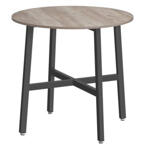 VASAGLE Dining Table, Round Kitchen Table, for Living Room, Office, 80 x 75 cm (Diameter x Height), Industrial Style, Heather Greige and Ink Black KDT080G01