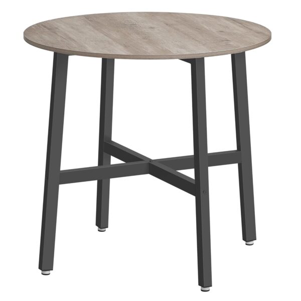 VASAGLE Dining Table, Round Kitchen Table, for Living Room, Office, 80 x 75 cm (Diameter x Height), Industrial Style, Heather Greige and Ink Black KDT080G01