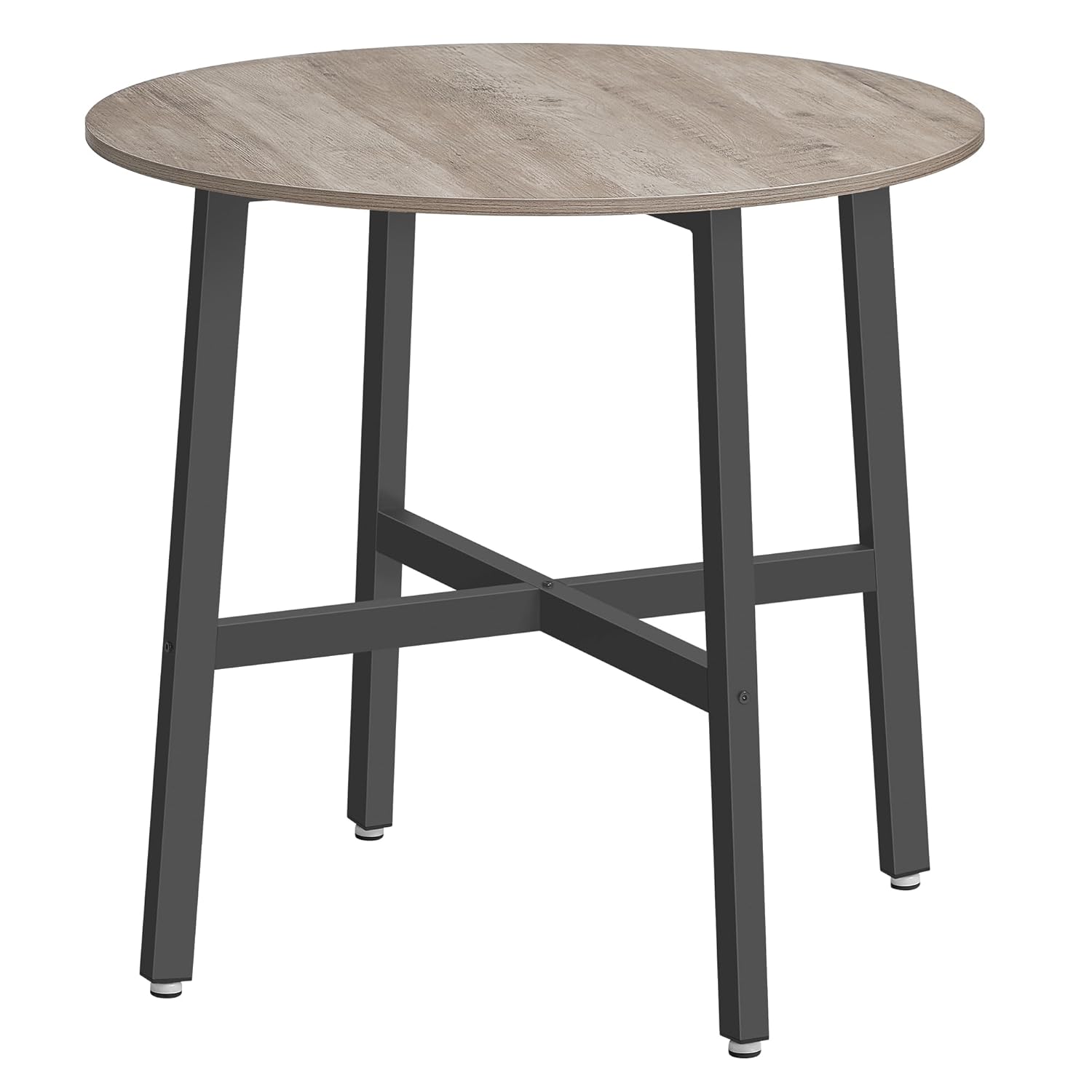 VASAGLE Dining Table, Round Kitchen Table, for Living Room, Office, 80 x 75 cm (Diameter x Height), Industrial Style, Heather Greige and Ink Black KDT080G01