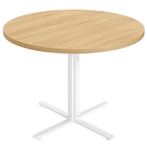 VASAGLE Round Dining Table, Small Kitchen Table for 4 People, Farmhouse Style, Water-Resistant Surface, 80 cm Diameter, 74.8 cm Height, for Dining Room, Living Room, Golden Oak...