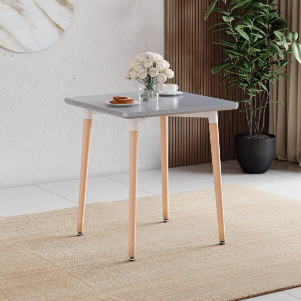 Vida Designs Batley Square Dining Table With Solid Beech Wood Legs, Modern Dining Room (Grey, 2 Seater)