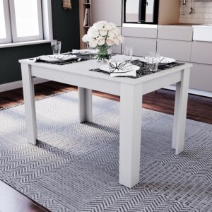 Vida Designs Medina 4 Seater Dining Table MDF Wood Rectangle Modern Kitchen Dining Room Furniture Unit, White
