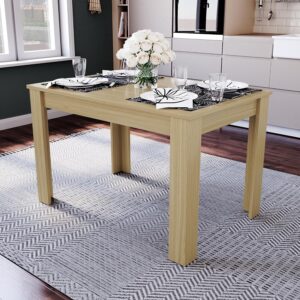 Vida Designs Medina 4 Seater Dining Table MDF Wood Rectangle Modern Kitchen Dining Room Furniture Unit, Oak