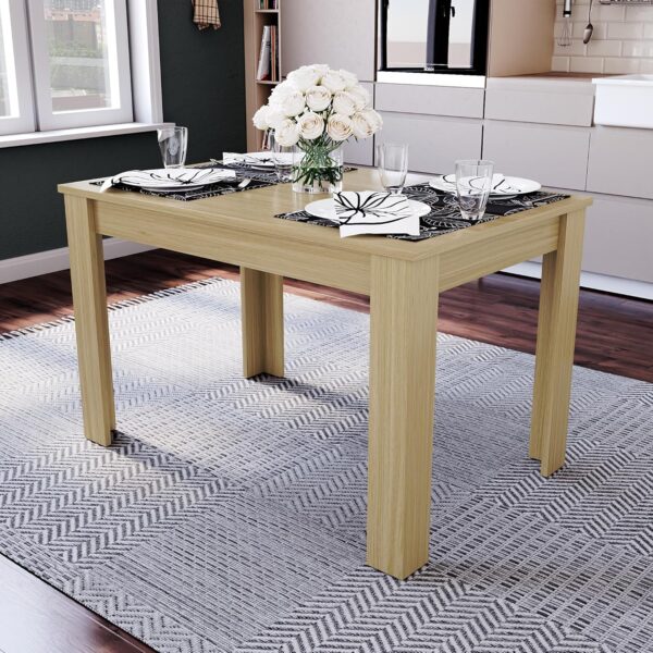 Vida Designs Medina 4 Seater Dining Table MDF Wood Rectangle Modern Kitchen Dining Room Furniture Unit, Oak