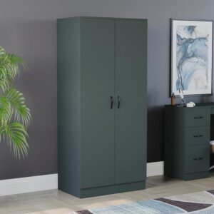 Vida Designs Riano Wardrobe, With Shelf & Hanging Rail Bedroom Storage Furniture (Jasper Green, 2 Door)