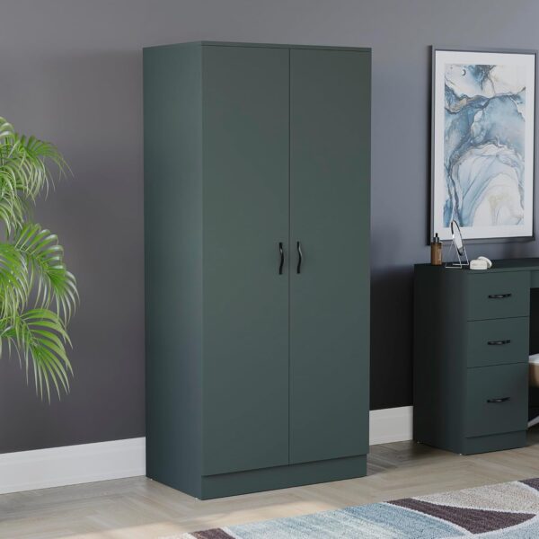 Vida Designs Riano Wardrobe, With Shelf & Hanging Rail Bedroom Storage Furniture (Jasper Green, 2 Door)