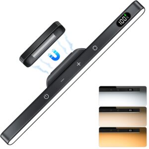 WILLED 5W Dimmable Under Cabinet Kitchen Lights,3 Colors Adjustable Stick on Light with 120 LED,Touch Control,2500mAh Rechargeable Battery Display Lights for...