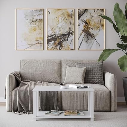 2-Tier Coffee Table with Shelf - Minimalist Style Side Table for Living Room, TV Stand, Compact Design - Easy Assembly, Durable Finish