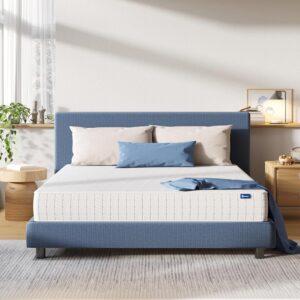 Avenco Double 9.8 Inch Medium Firm Mattress, 3 Zone Pocket Sprung, Breathable CertiPUR-US Foam, Skin-friendly OEKO-TEX Fabric, Blue